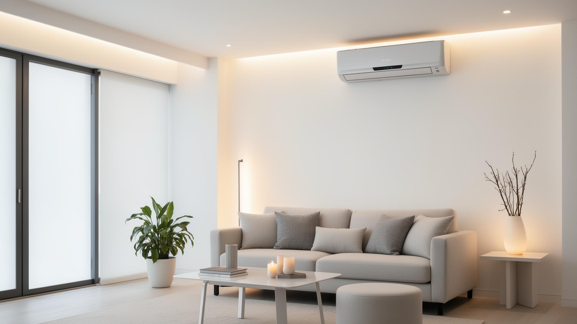 Climatisation moderne dans un salon contemporain